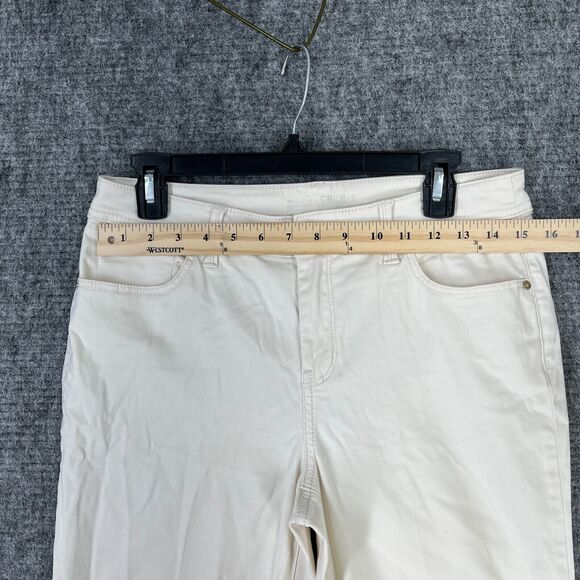 Chicos Pants Women Small White Sateen Slim Crops Stretch Tapered Leg Casual - Picture 6 of 10